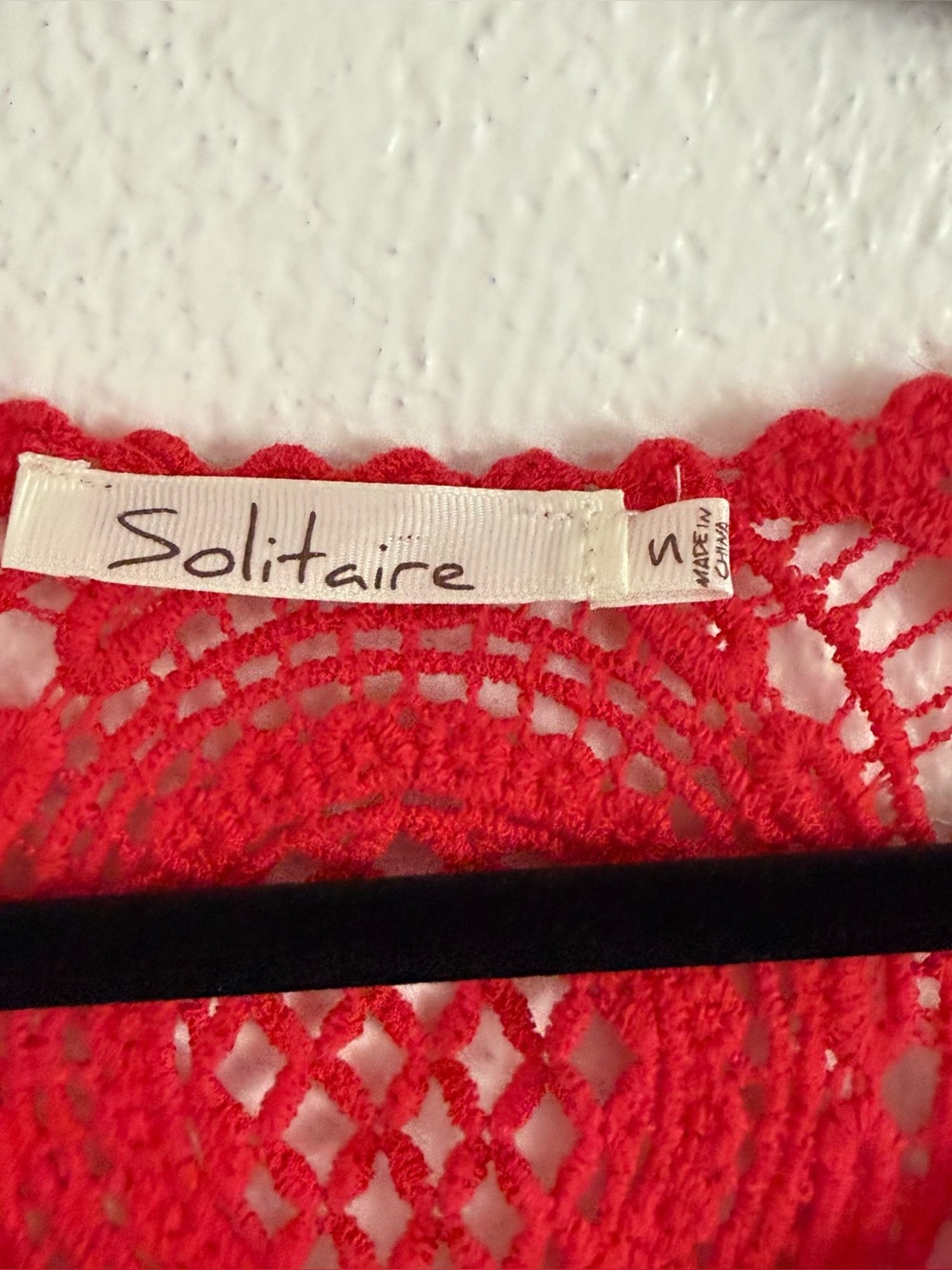 Crochet Long Sleeve Top Size Small Red Boho Chic Whimsy Beachy Solitaire - Picture 3 of 4
